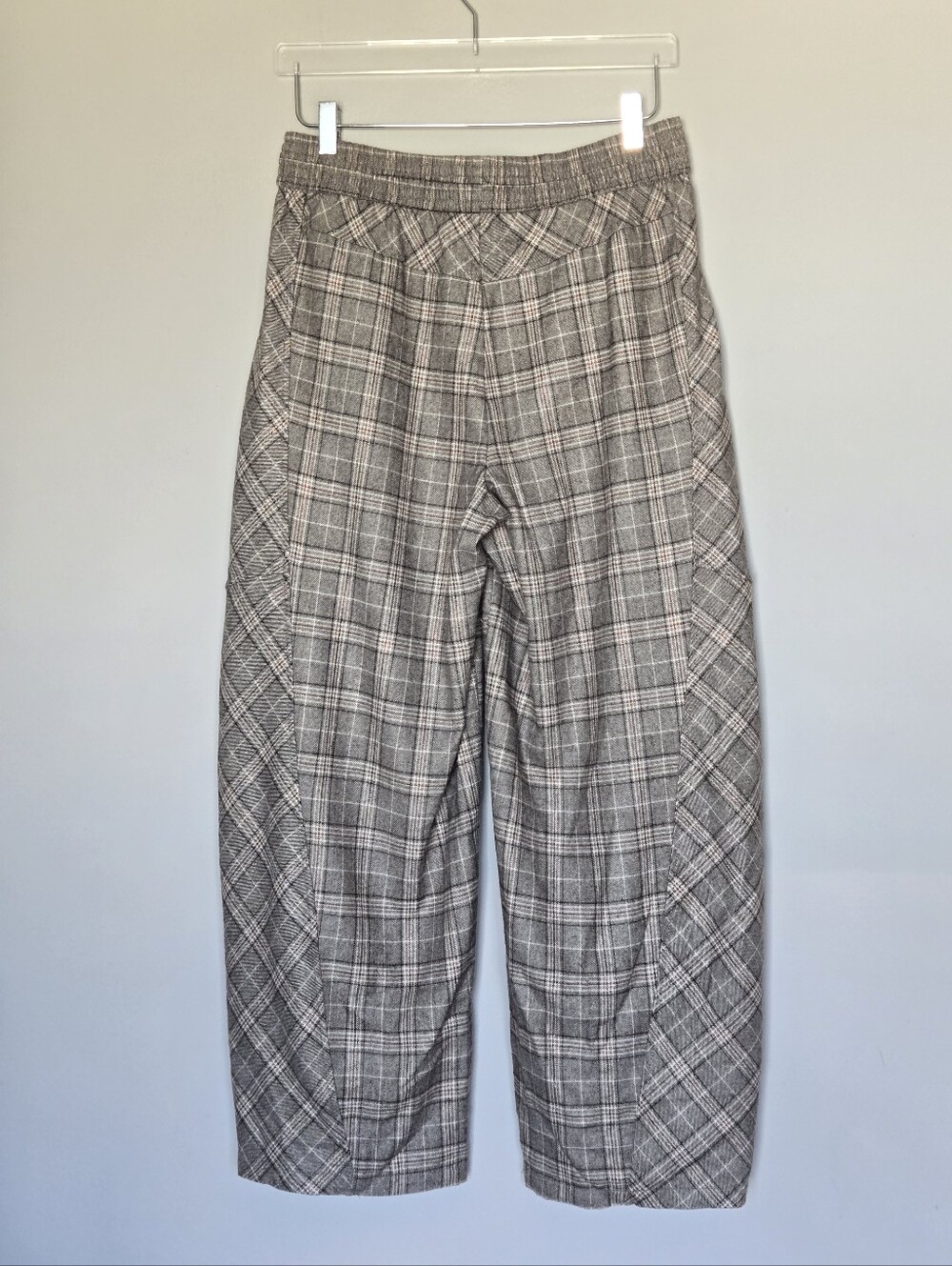 NWT Democracy Plaid Relaxed Straight Barrel Leg Pull-On Pants in Brown and Cream - Picture 11 of 12